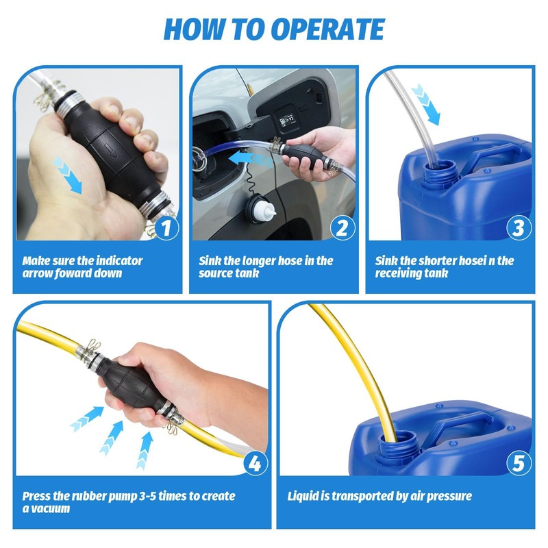 Gasoline Siphon Hose, Gas Oil Water Fuel Transfer Siphon Pump,