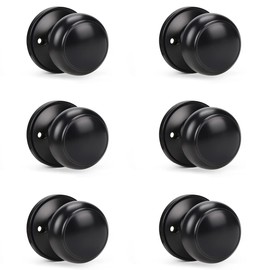 KNOBWELL 6 Pack Single Sided Dummy Door Knob Closet Door Knob Set, Matte Black Door Knob for Pushing Only, Single Sided