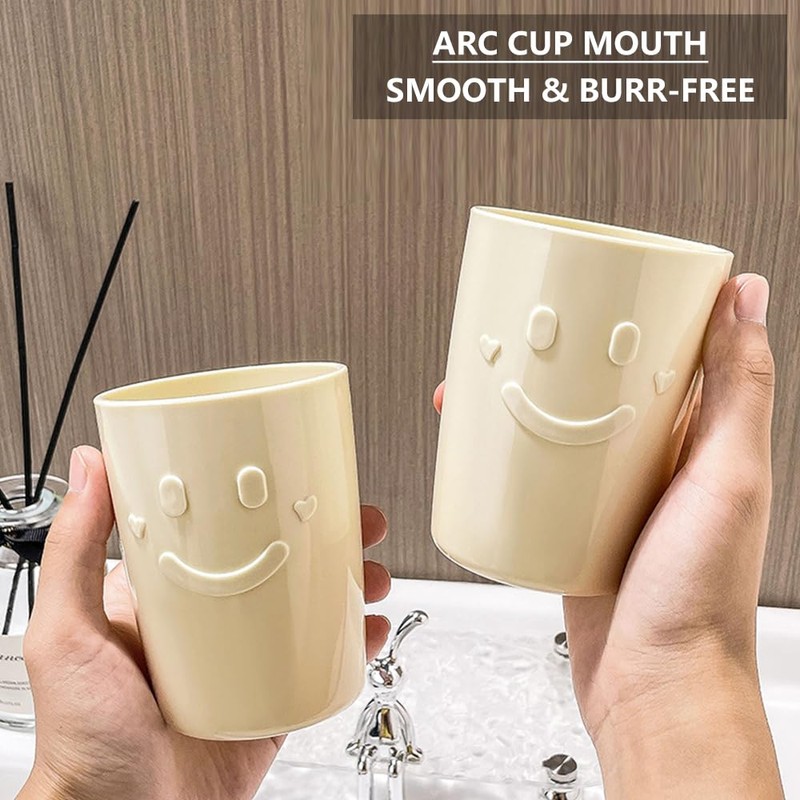Baowindy 4Pcs Bathroom Tumbler Toothbrush Cups, Smiley Unbreakable Toothbrush Holders,