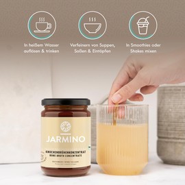 JARMINO Bio Knochenbrühe Konzentrat vom Freiland-Huhn, aus Deutschland, 200g (20 Portionen), Reich an Bio-Kollagen