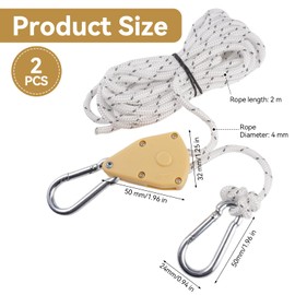 Seilzugratsche Grow 1/8 Zoll Weiß, Seil Ratsche mit Haken 2m, Zeltspanner mit Ratsche, 68 KG Gewichtskapazität, Einstellbare Ratchet Hanger, Portable Adjustable Fix Camping Rope für Zelt, Wanderungen