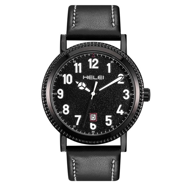 JIZZU Mens Watches Analog Quartz Watch, Man Leather Watches with