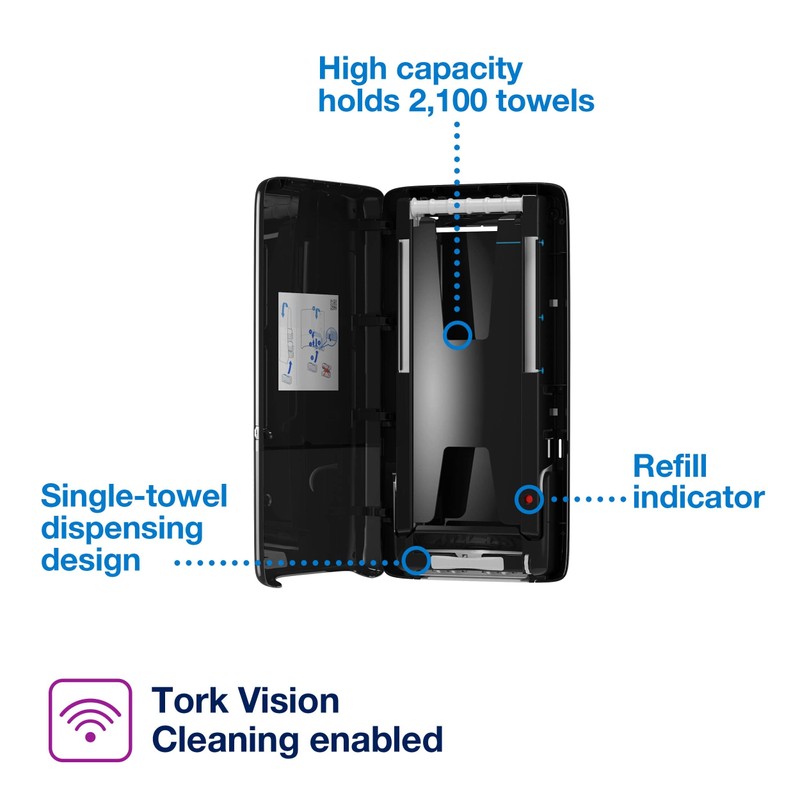 Tork PeakServe Continuous Hand Towel Dispenser Black H5, High Capacity,