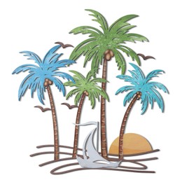 OYEFLY Metal Tropical Beach Wall Art,Outdoor Beach Bathroom Decor (style 1)