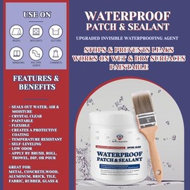 Upgraded Invisible Waterproof Agent Clear as Crystal, Transparent Waterproof Paint for Both Interior and Exterior Use on Rooftops, Bathrooms, and Walls for Leak Prevention and Tight Seal. (17.5OZ)