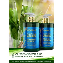Botanical Hair Growth Thickening Shampoo and Anti-Thinning Conditioner “Scalp Balancing” Clove Leaf & Moringa Shampoo for Hair Loss, Thickening Products For Women & Men (Pack of 2)