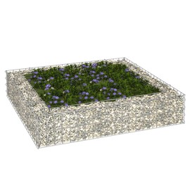 vidaXL Gabion Raised Bed in Galvanized Steel - Sturdy Plant or Flower Bed with High Load Capacity - for Garden or Patio - Silver, 39.4"x39.4"x7.9"