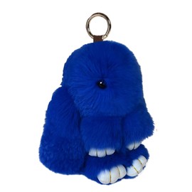 jtkdxqs Soft Cute Bunny Keychain Artificial Rabbit Fur Plush Fluffy Pom pom Key Ring for Women,Royal blue