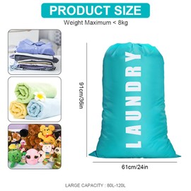 flintronic 2 Pack Extra Large Laundry Bag, 61×91cm Foldable Storage Bag, Dirty Clothes Bags, with Drawstring Closure, Durable Rip-Stop, Convenient, for Travel/Bathroom/Bedroom/Dormitory