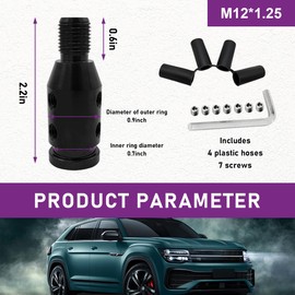 povtii Universal Gear Shift Knob Adapter, M12×1.25 Aluminum Alloy Shifter Knob Adapter for Non-Threaded Shifters, Shifter Knob Boot Retainer Gear Stick Connector, Car Accessories (Black)