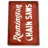 Tinworld Tin Sign: Remington Chain Saws Rustic Retro Rustic Tools