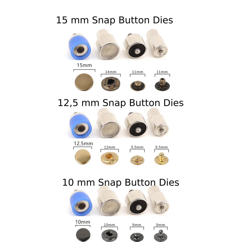 Rivet Eyelets Grommets Snap Buttons Dies Set for Hand Press