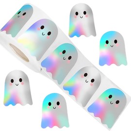500Pcs Halloween Ghost Stickers Roll for Kids Crafts Gift Bag Party Decor