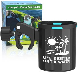 Seaperk Clamp On Kayak Cup Holder, Adjustable & Tool - Free Installation, Ideal for Kayaks, Jet Skis | Perfect Kayak Gift for Men, Must - Have Kayak & Jet Ski Accessories| 1 - Pack