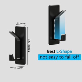 chengcan Self-Adhesive Wall Hook, Can Hold Up to 20 Pounds Suitable for Shower Room, Kitchen, Tile, Glass Door - Loofah, Towel, Coat, Bathrobe Hook (Black 4 Pack)