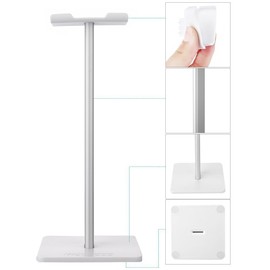 Headphone Stand, Forrader Universal Aluminum Headphone Holder Headset Showing Display Stand Hanger for All Headphones Size (White)