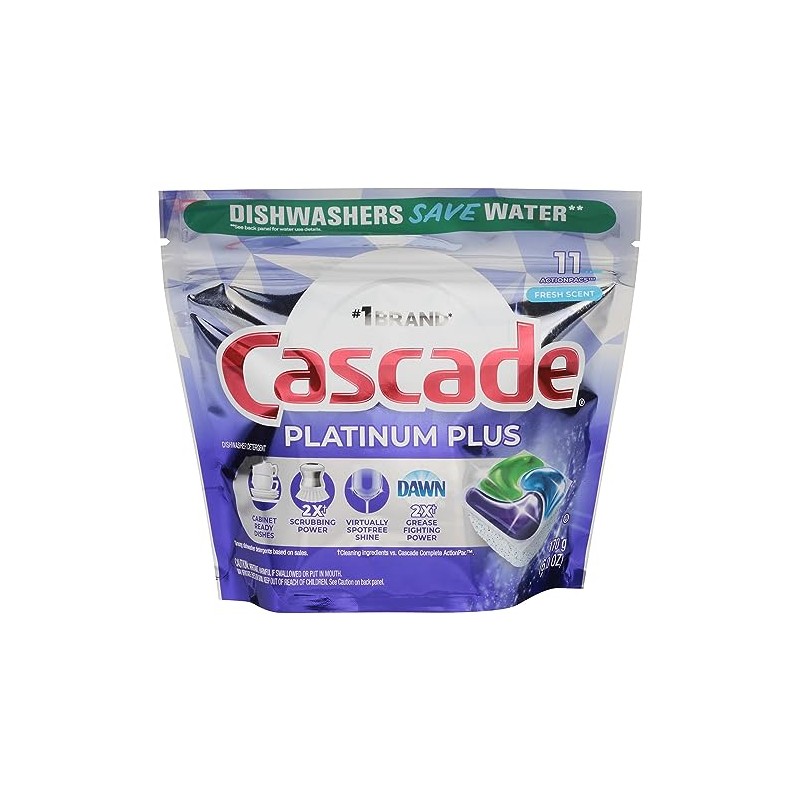 Cascade Platinum Plus Dishwasher Detergent Pacs, Fresh Scent, 11 Count