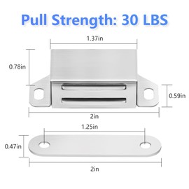 4 Pack | Magnetic Door Catch Heavy Duty - 30 Lbs Pull Force for Cabinet Doors, Window Shutters, Cupboard Doors and Closet Door, Made of Stainless Steel - Anti Rust & Long Performance.