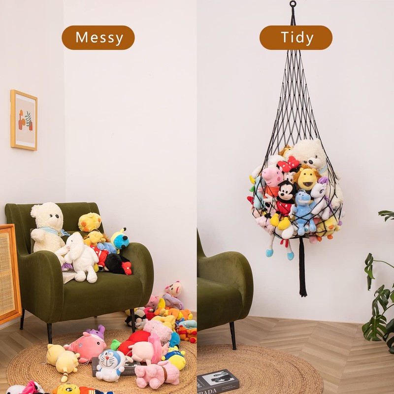 Ceiling Hanging Stuffed animal Net or Hammock Macrame Toy Hammock