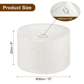 PATIKIL Drum Lamp Shades for Table Lamps 12"x12"x8" Linen Lampshade Easy Assembly Lamp Shade with E27 to E26/E14 Adapters for Floor Lamps Bedside Lamps Pendant Lights, Linen (1.65" Spider)