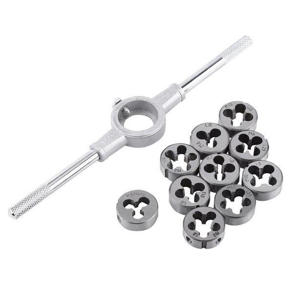 11PCS/Set Handheld Metric Screw Die Set, M25 Wrench Bearing Steel