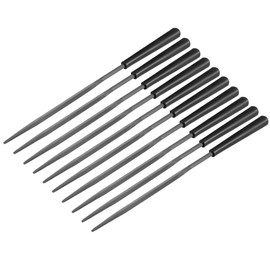 uxcell 10Pcs Second Cut Steel Triangular Needle File with Plastic Handle, 3mm x 140mm