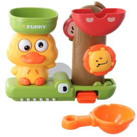 Bath Toy from 1 2 3 4 Years, Bath Toy Baby, Water Toy Children's Bathtub with Suction Cup, Ducks and Lion, Gift for Children's Shower Boys Girls