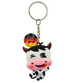 KEYSPACE Cow Key Ring Cute Animal Cow Pendant Key Ring Cute Cow Decorative Car Key Ring, White