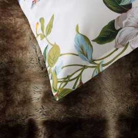 Eikei Cottage Country Style 3 Piece Duvet Cover Set Multicolored Roses Peonies Bouquet 100-percent Cotton Shabby Chic Reversible Floral Bedding (Twin, Cream)