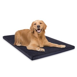 Aulase Indestructible Dog Beds, Chew Proof Dog Crate Pad for Aggressive Chewer, Washable Cover Quilted Dog Mat for Crate,Non-Slip Bottom Kennel Pad, Durable Dog Beds for Puppy (Black, 35"x23")