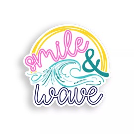 Real Sticky Smile & Wave Beach Ocean Cup Cooler Laptop Car Vehicle Window Bumper Vinyl Decal
