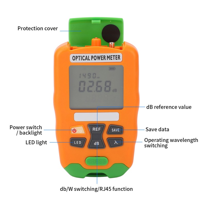 Orange Mini Fiber Optic Power Meter Fast Accurate Sensitive Robust