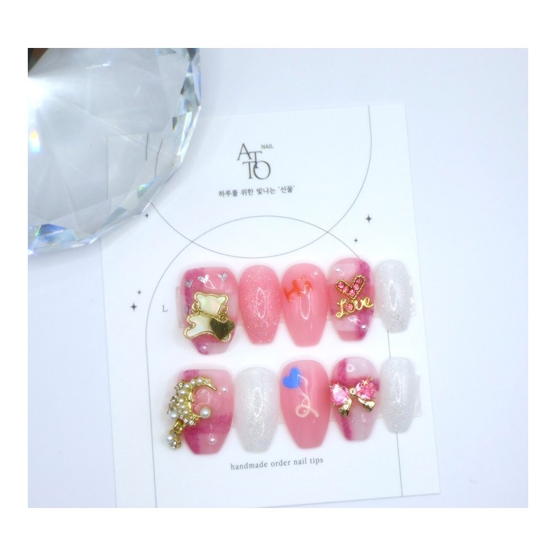 Handmade nail tips - Roly Poly - Almond / 수제네일팁