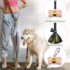 2 Portabolsas Para Eexcrementos de Perro en forma de Hueso, Con Bolsa Verde Para Excrementos y Llavero Para Correa,Con 3 Accesorios de Manos Libres Para Pasear (Rosa).