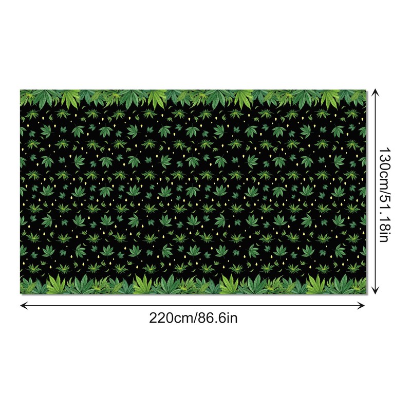 2 PCS Weed Party Tablecloths,87" Lx51 W Rectangular Plastic Table