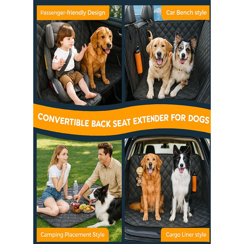 Dog Car Seat Cover, Universal Fit, Waterproof, Breathable, Machine Washable,