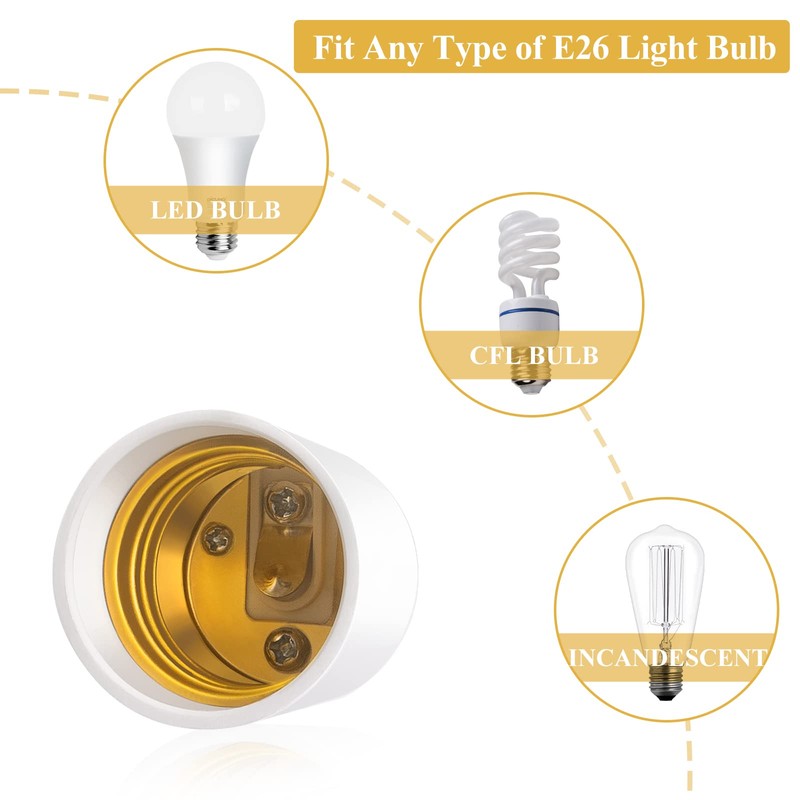 DiCUNO GU10 to E26 Light Bulb Socket Adapter, 2-pin Base
