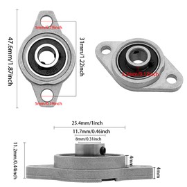 GOIYZTTR 6 Pcs Self Aligning Pillow Block, Bore 8mm Pillow Block Flange Bearing Shaft KFL08 Inner Ball Mounted Pillow Block for KFL Series Conveyor Systems