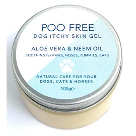 POO FREE - Gel for Itchy Dogs- 99% Natural - Aloe Vera, Neem. Cools, Moisturises, Soothes, Relieves Itchiness. Non Greasy, Rapidly Absorbed. 100g