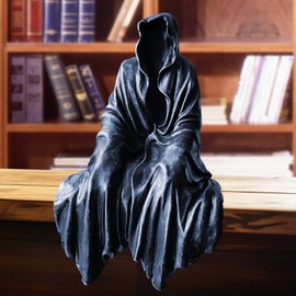 Hollylife Darkness Resides Figurine Black Death Statue Mysterious Black Clothes Decoration Resin Table Decoration Gothic Sculpture Black Series Resin Crafts Behind the Scenes Black Hand