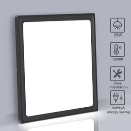 6Pack 12inch Square Black 3200LM LED Flush Mount Ceiling Light,28W White 6000K Slim Surface Mount Ceiling Light Fixture for Kitchen Bedroom Living Room