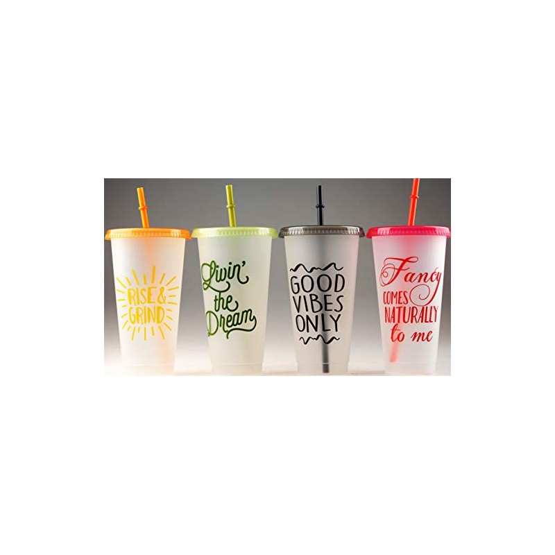 BWG 4 Plastic Reusable Eco Friendly Fun Slogan Cups With