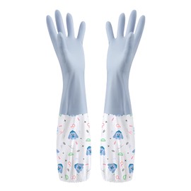 JYJLLM Velvet lining Marigold Gloves Medium for，washing up gloves large，kitchen gloves for washing dishes，Applicable to kitchen Premium Rubber Gloves for Work (1, Blue beam opening)
