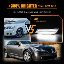 OFFKAT Front Fender LED Side Marker Lights for 2008 2009 Pontiac G8 GT GXP, Clear Lens Side Bumper Marker Lamps, [2 Light Beads 45 SMD Chips Super Bright] White LED Turn Signal Lights, 2 PCS