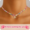 Colorful Beaded Initial Necklace for Women, Boho Letter Pendant Necklace