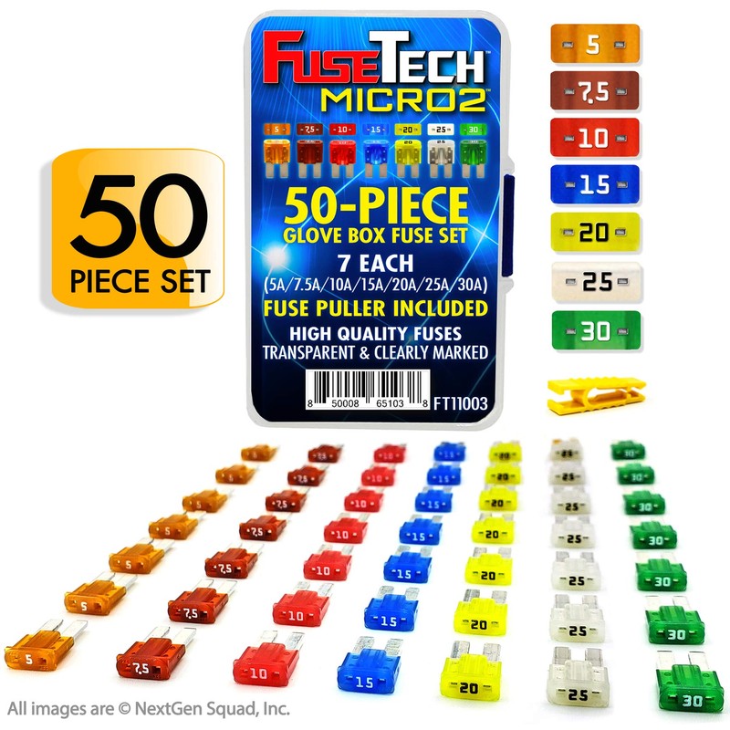 FuseTech Micro2 APT ATR 50 Piece Automotive Car Fuse Assortment
