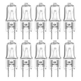 G8 Halogen Light Bulbs 35W 120V G8 Base 2Pin T4 JCD Type Shorter 40mm (1.55") Length Under Cabinet Puck Lighting Replacements Warm White（10Pack）