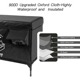 Cat House Outdoor, Indestructible Elevated Feral Cat Shelter Weatherproof with Escape Door,Outside Waterproof Insulated Strayed Cat House for Winter (Black)