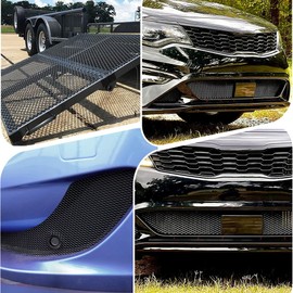 PH PandaHall Universal Car Grill Mesh, 47×16 Inches Automotive Grilles Rhombic Hole Aluminum Alloy Car Bumper Grille for Front Bumper Hood Air Vents Spoiler Automotive Exterior Accessories