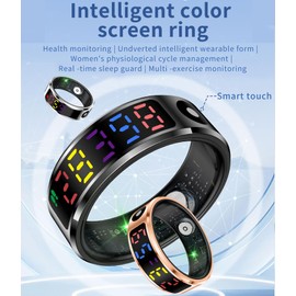Smart Ring with Display Fitness Ring Women Men Smart Rings Touch Time Sleep Ring Pedometer Heart Rate Monitor SpO2 Activity Tracker Fitness Ring for Women Smart Ring Android iOS Scrolling Ring